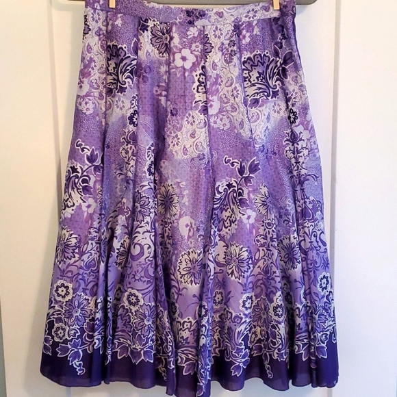 Coldwater Creek Dresses & Skirts - Purple floral midi cotton skirt - petite small